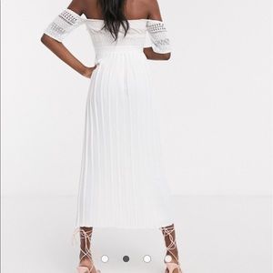 ASOS Little Mistress Lace Pleated Midi Dress